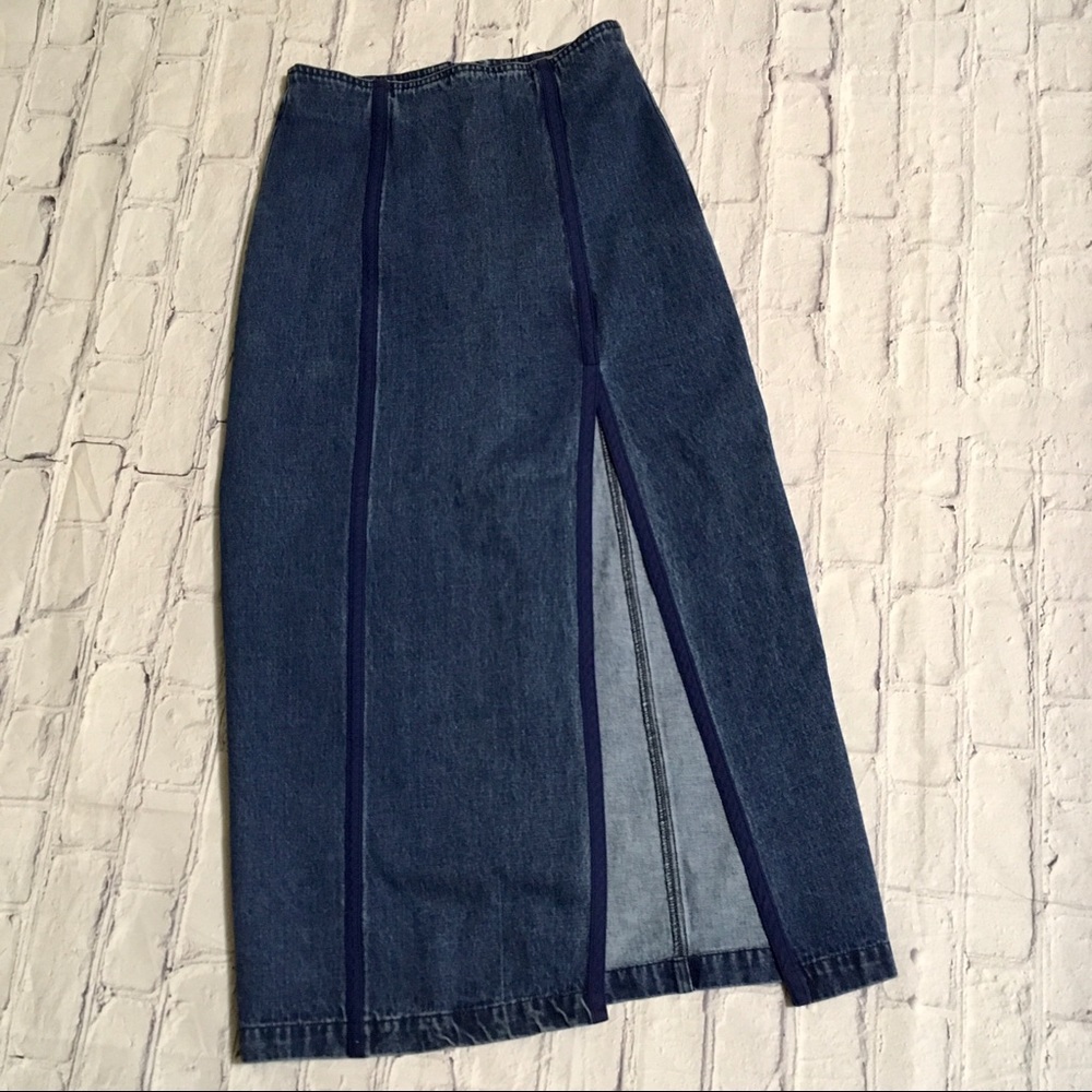 Vintage 80s High Waisted Jean Denim Skirt Limited